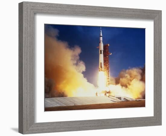 Launch of Apollo 11 Spacecraft En Route To Moon-null-Framed Premium Photographic Print