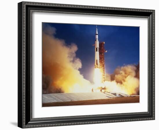 Launch of Apollo 11 Spacecraft En Route To Moon-null-Framed Premium Photographic Print