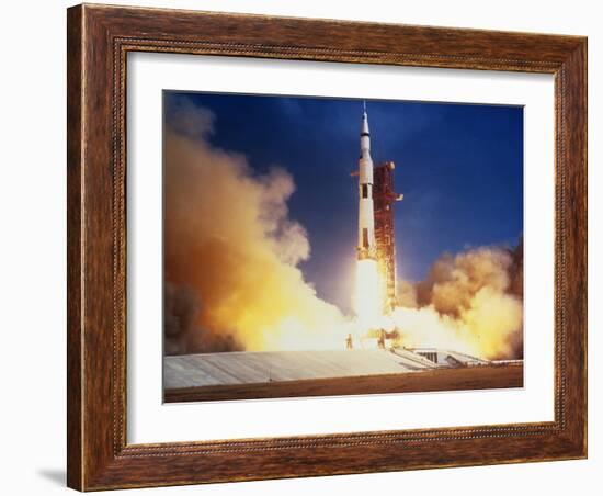 Launch of Apollo 11 Spacecraft En Route To Moon-null-Framed Photographic Print