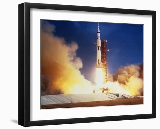 Launch of Apollo 11 Spacecraft En Route To Moon-null-Framed Photographic Print