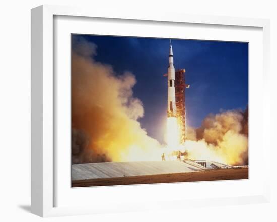 Launch of Apollo 11 Spacecraft En Route To Moon-null-Framed Photographic Print