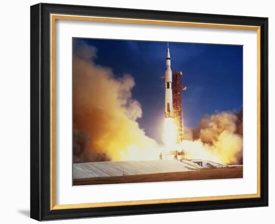 Launch of Apollo 11 Spacecraft En Route To Moon-null-Framed Photographic Print