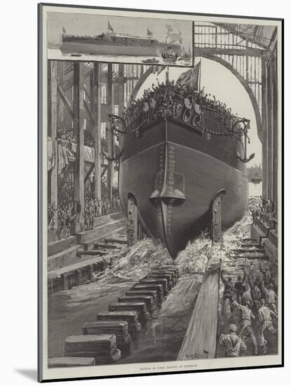Launch of HMS Rodney at Chatham-William Heysham Overend-Mounted Giclee Print