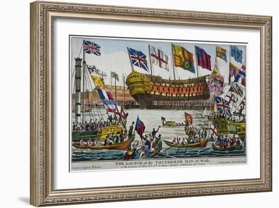 Launch of HMS 'Thunderer, Woolwich Royal Dockyard, Kent, 1831-null-Framed Giclee Print
