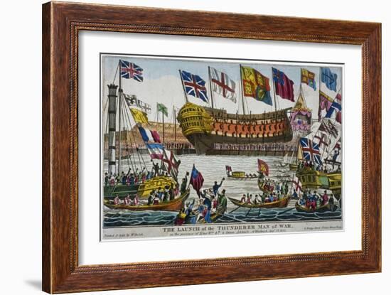 Launch of HMS 'Thunderer, Woolwich Royal Dockyard, Kent, 1831-null-Framed Giclee Print