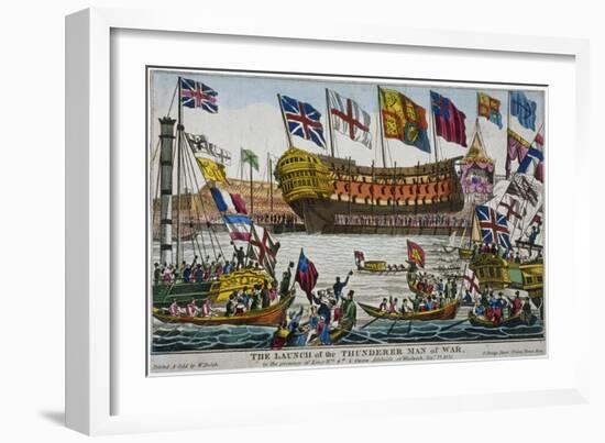 Launch of HMS 'Thunderer, Woolwich Royal Dockyard, Kent, 1831-null-Framed Giclee Print