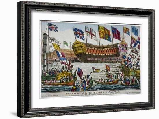 Launch of HMS 'Thunderer, Woolwich Royal Dockyard, Kent, 1831-null-Framed Giclee Print