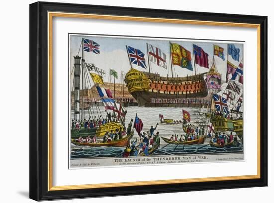 Launch of HMS 'Thunderer, Woolwich Royal Dockyard, Kent, 1831-null-Framed Giclee Print