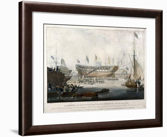 Launch of the East India Company's Ship, the 'Edinburgh' in 1825-Edward Duncan-Framed Giclee Print