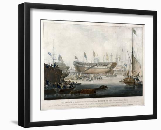 Launch of the East India Company's Ship, the 'Edinburgh' in 1825-Edward Duncan-Framed Giclee Print