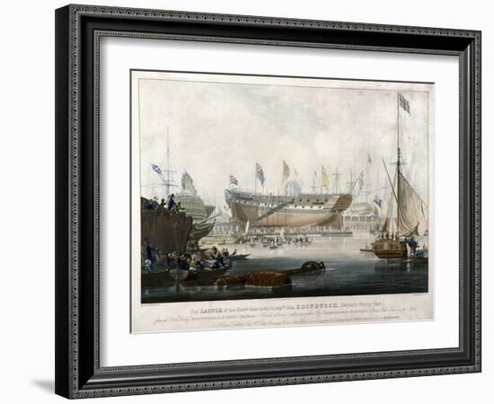 Launch of the East India Company's Ship, the 'Edinburgh' in 1825-Edward Duncan-Framed Giclee Print