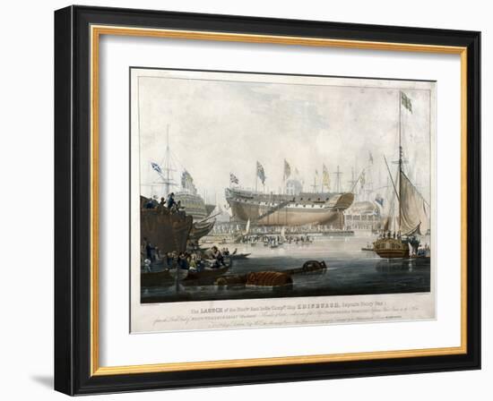 Launch of the East India Company's Ship, the 'Edinburgh' in 1825-Edward Duncan-Framed Giclee Print