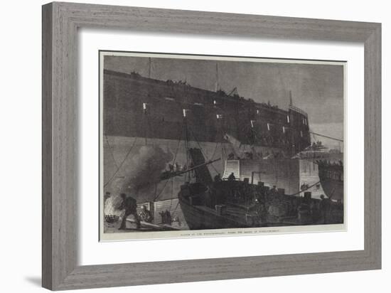 Launch of the Northumberland, Fixing the Camels at Night-null-Framed Giclee Print