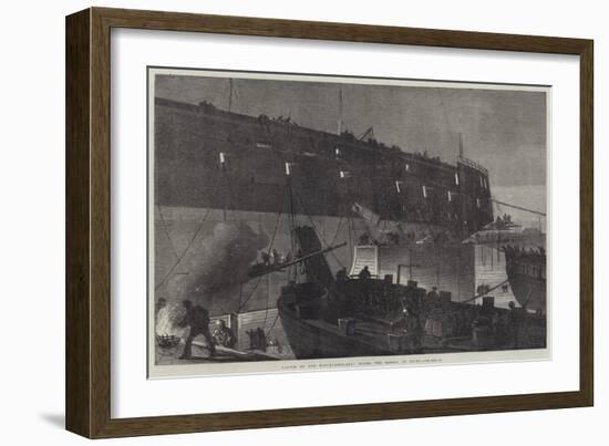 Launch of the Northumberland, Fixing the Camels at Night-null-Framed Giclee Print