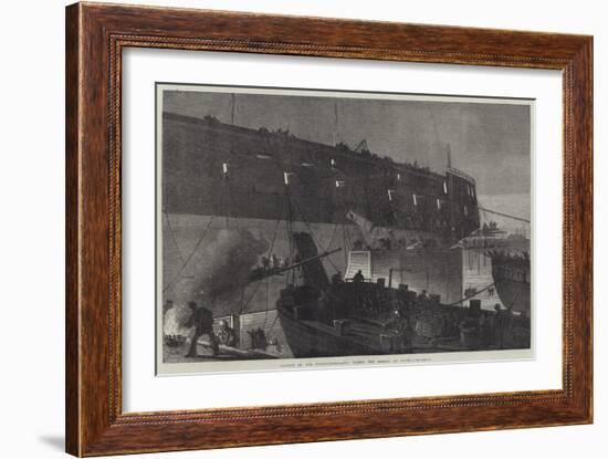 Launch of the Northumberland, Fixing the Camels at Night-null-Framed Giclee Print
