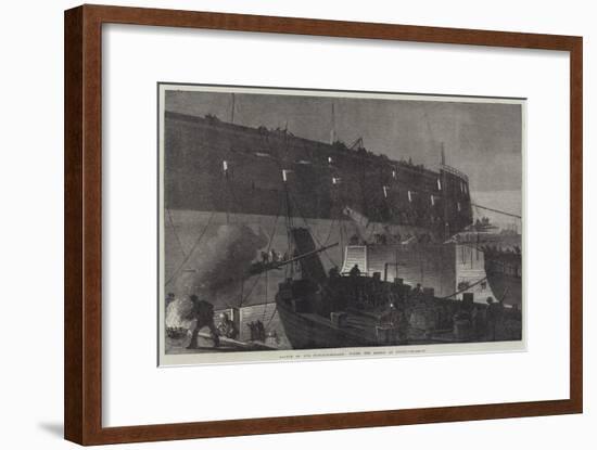 Launch of the Northumberland, Fixing the Camels at Night-null-Framed Giclee Print