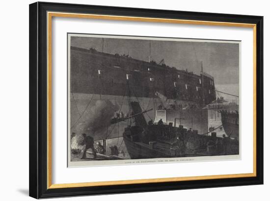 Launch of the Northumberland, Fixing the Camels at Night-null-Framed Giclee Print