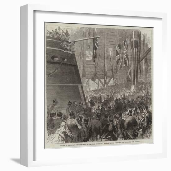 Launch of the Screw-Corvette Druid at Deptford Dockyard, Princess Louise Releasing the Dog-Shore-Arthur Hopkins-Framed Giclee Print