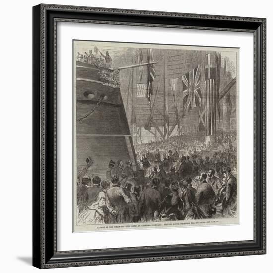 Launch of the Screw-Corvette Druid at Deptford Dockyard, Princess Louise Releasing the Dog-Shore-Arthur Hopkins-Framed Giclee Print