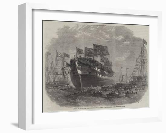 Launch of the Screw Line-Of-Battle Ship Anson at Woolwich-Edwin Weedon-Framed Giclee Print