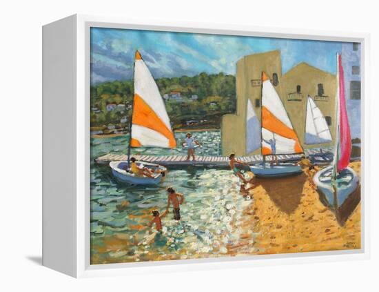 Launching Boats, Calella De Palafrugell, Spain-Andrew Macara-Framed Premier Image Canvas