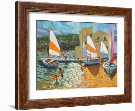 Launching Boats, Calella De Palafrugell, Spain-Andrew Macara-Framed Giclee Print