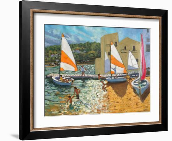 Launching Boats, Calella De Palafrugell, Spain-Andrew Macara-Framed Giclee Print