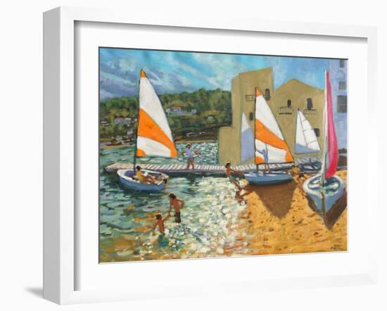 Launching Boats, Calella De Palafrugell, Spain-Andrew Macara-Framed Giclee Print