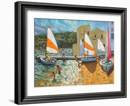 Launching Boats, Calella De Palafrugell, Spain-Andrew Macara-Framed Giclee Print