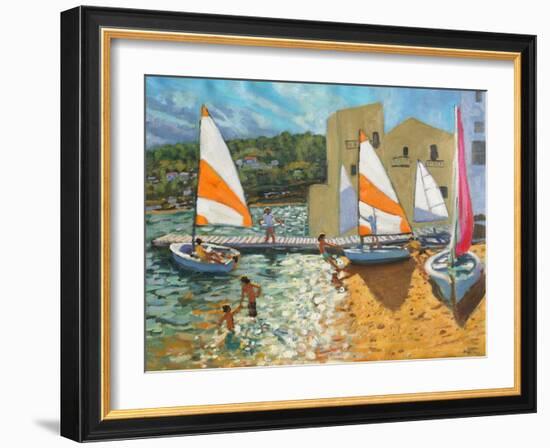 Launching Boats, Calella De Palafrugell, Spain-Andrew Macara-Framed Giclee Print