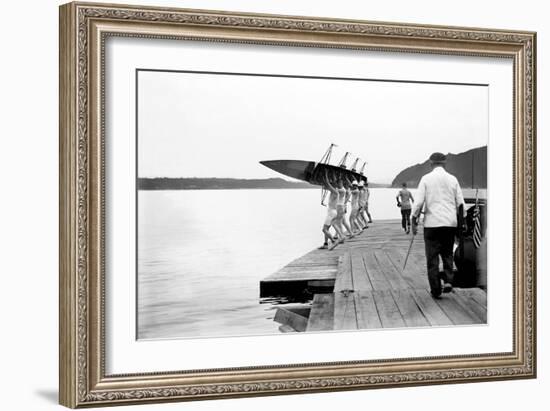 Launching Rowing Scull-null-Framed Art Print