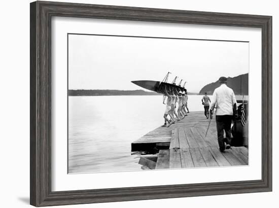 Launching Rowing Scull-null-Framed Art Print