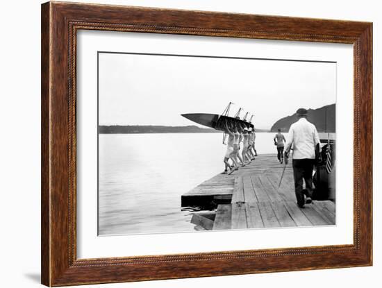 Launching Rowing Scull-null-Framed Art Print