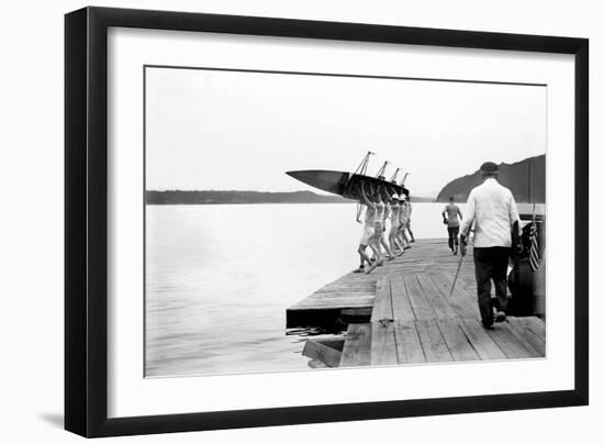 Launching Rowing Scull-null-Framed Art Print