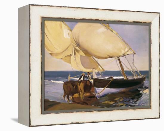 Launching the Boat-Joaquín Sorolla y Bastida-Framed Stretched Canvas