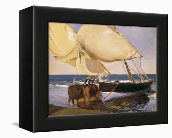 Launching the Boat-Joaquín Sorolla y Bastida-Framed Stretched Canvas