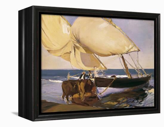 Launching the Boat-Joaquín Sorolla y Bastida-Framed Stretched Canvas