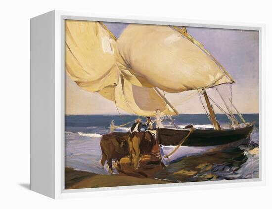 Launching the Boat-Joaquín Sorolla y Bastida-Framed Stretched Canvas