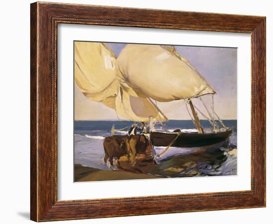 Launching the Boat-Joaquín Sorolla y Bastida-Framed Art Print