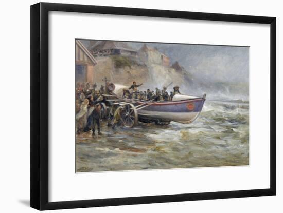 Launching the Cullerboats Lifeboat, 1902-Robert Jobling-Framed Giclee Print