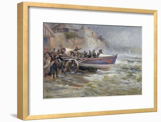 Launching the Cullerboats Lifeboat, 1902-Robert Jobling-Framed Giclee Print