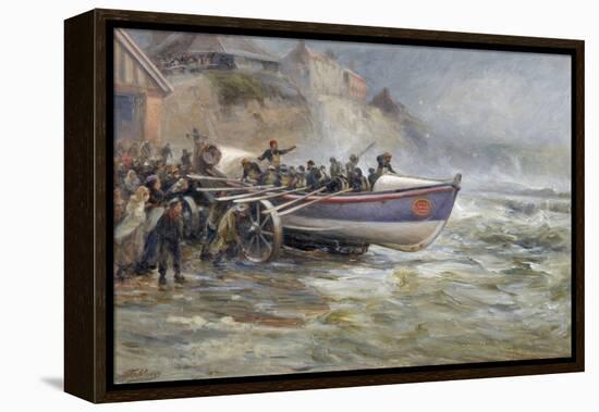 Launching the Cullerboats Lifeboat, 1902-Robert Jobling-Framed Premier Image Canvas