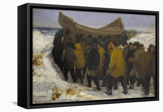 Launching the Fishing Boat-Michael Peter Ancher-Framed Premier Image Canvas