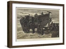 Launching the Life Boat-John Dawson Watson-Framed Giclee Print