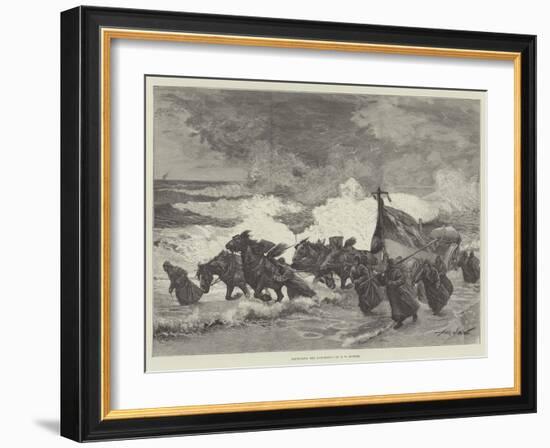 Launching the Life-Boat-Sir Frederick William Burton-Framed Giclee Print