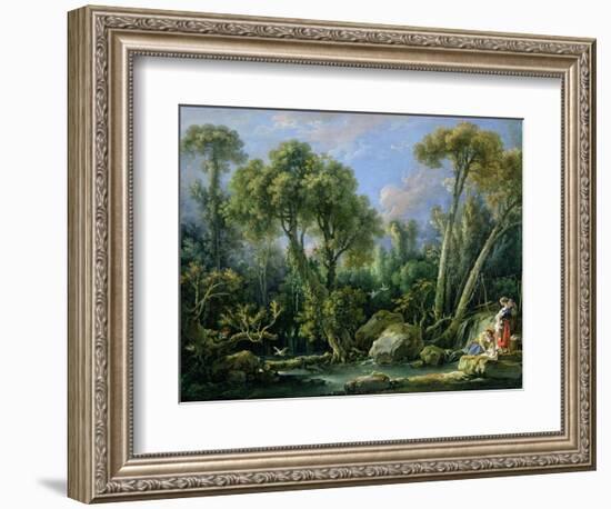 Laundresses in a Landscape, 1760 (Oil on Canvas)-Francois Boucher-Framed Giclee Print