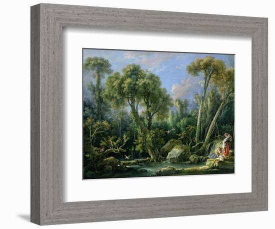 Laundresses in a Landscape, 1760 (Oil on Canvas)-Francois Boucher-Framed Giclee Print