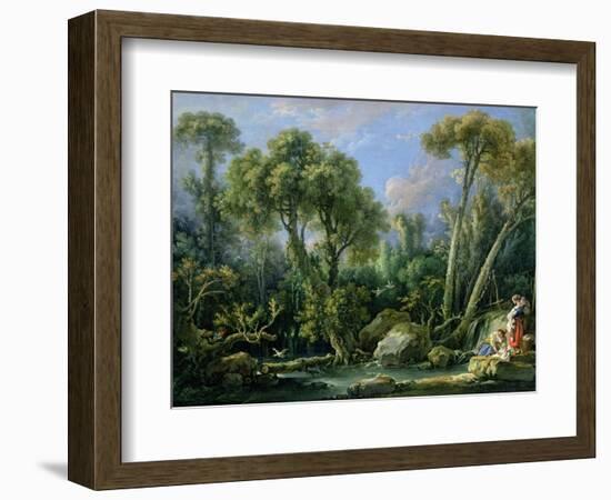 Laundresses in a Landscape, 1760 (Oil on Canvas)-Francois Boucher-Framed Giclee Print