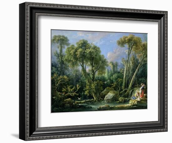 Laundresses in a Landscape, 1760 (Oil on Canvas)-Francois Boucher-Framed Giclee Print