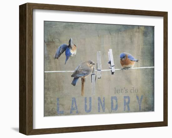 Laundry Day Bluebirds-Jai Johnson-Framed Giclee Print